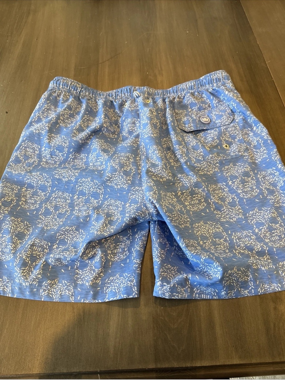 Peter Millar Blue Geometric Print Swim Trunks